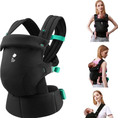 Bc Babycare CocoonGo Baby Carrier – CloudTouch Soft & Ergonomic Baby Carrier for 7–44 lbs | Easy to Wear, Adjustable Fit, Travel-Ready, Machine Washable (Black)