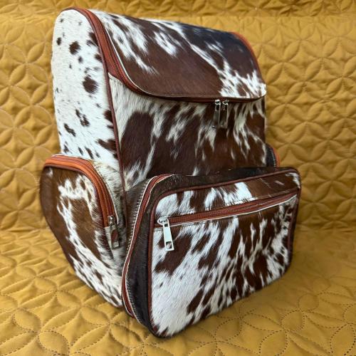 Cowhide Backpack Bag, Cowhide Diaper Backpack Bag, Brown White Cowhide Large Backpack Bag, Hair on Cowhide Bag Cowhide Shoulder Bag Gift
