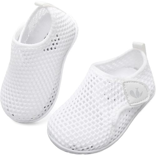 JIASUQI Baby Boys Girls Barefoot Swim Pool Water Shoes Beach Walking Sandals Athletic Sneakers - 6-12 Months Infant - M White