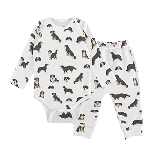 vvfelixl Baby Bodysuits Pants Sets Bernese Mountain Dog Long Sleeve Baby Clothes For Boys Girls 0-24 Months Puppy