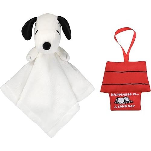 Lambs & Ivy Snoopy Plush Security Blanket/Lovey & Door Pillow Gift Set