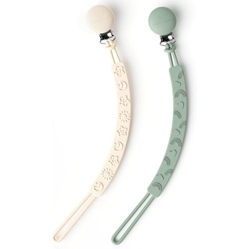 Cuddle Campus Pacifier Clip,Pack of 2 Pacifier Holder Clip with One Piece Design,Soft Flexible Silicone Baby Pacifier Holder with Texture for Boy and Girl