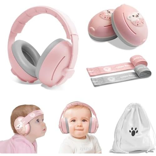 Baby Ear Muffs, 2-in-1 Baby Noise Canceling Headphone, Hearing Protection for Babies 0-48 Months, Adjustable Headband