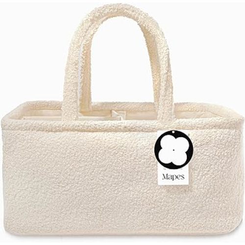 MAPES New Diaper Caddy Organizer - Removable Divider Large Diaper Caddy Basket, Portable Storage for Diapers, Wipes and Baby Stuff, Nursery Organizer Holder Tote Bag, Best Gift for Baby Shower