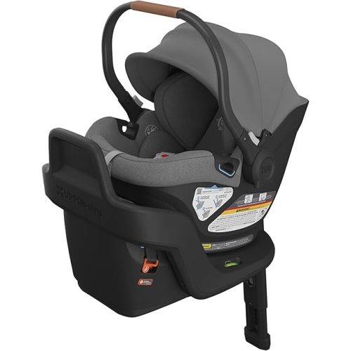 UPPAbaby Aria Lightweight Infant Car Seat/Just Under 6 lbs for Easy Portability/Base with Load Leg + Infant Insert Included/Direct Stroller Attachment/Greyson (Charcoal Mélange/Saddle Leather)