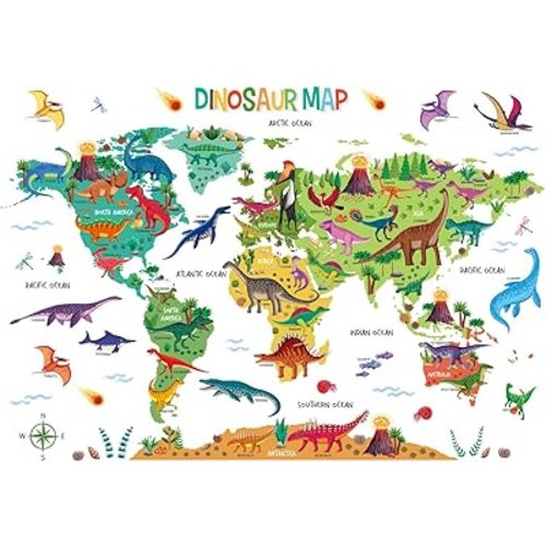 DECOWALL SG2-2312 Dinosaur World Wall Stickers Decals Room Kids Nursery Bedroom décor Boys Living Baby Dino playroom Travel Nursery Removable