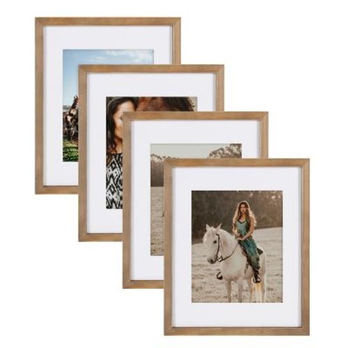 Designovation Gallery Rectangle Wood Wall Frame, 11x14 Matted To 8x10, Rustic Brown