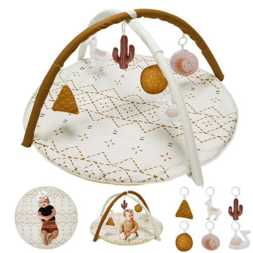 Little Dove Baby Gym Playmat with 6 Featured Toys, Neutral Color Gift for Newborn Infant Activity Play Gym, Rainbow