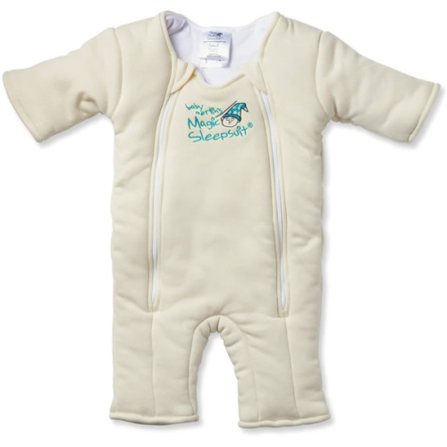 Baby Merlin's Magic Sleepsuit - Cotton Baby Swaddle Transition Product - Soft and Breathable Design, Double Zipper for Easy Diaper Changes, Promotes Safe Sleep - Cream - Small 12-18lbs