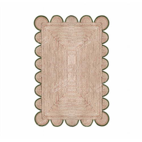 Chouhan Rugs Natural Jute Green Scalloped Rug Bohemian Rug Decor Rug Handwoven Rug Custom Rug Decorative Rug