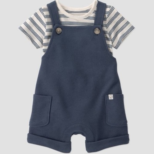 Little Planet by Carter's Baby Boys' Organic 2pc Stripe T-Shirt and Overall Set - Navy Newborn