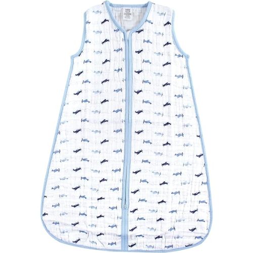 Luvable Friends Unisex Baby Sleeveless Muslin Cotton Sleeping Bag, Sack, Blanket, Airplanes Muslin, 18-24 Months