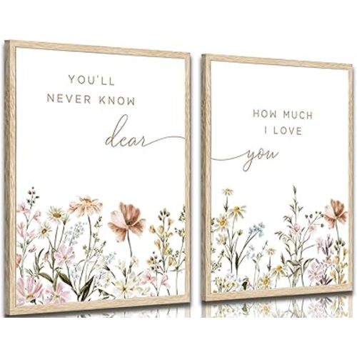 libitea 2 Pcs Wildflower Nursery Wall Art Flower Botanical Sentence Poster Painting Picture Wall Decor Boho Girl Nurseries PrintArtwork for Nursery Baby Room Living Room Bedroom Home Decoration