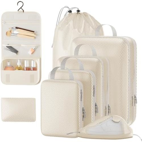 8 Set Compression Packing Cubes for Travel, Double Zipper Compression Design Space Saving, Packing Cubes for Travel Compression for Sorting and Organizing Travel Luggage Items
