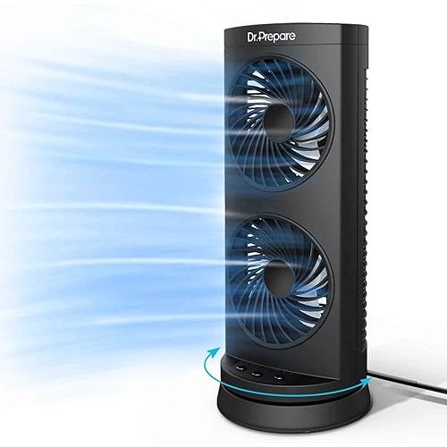 Dr. Prepare Desk Fan Tower Fan Cooling Fan, Portable Oscillating Fan with 3-Speed Options, Dual Air Circulation, 110° Oscillation, 3 Timers, Table Fan for Bedroom Dorm Room Office Desktop, 13 inch
