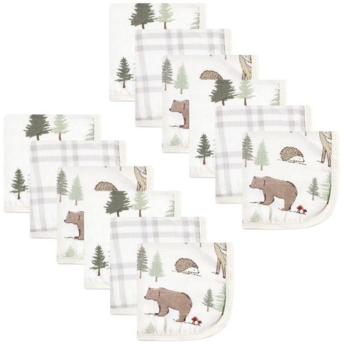 Hudson Baby Infant Boy Cotton Muslin Washcloths, Forest Animals, One Size