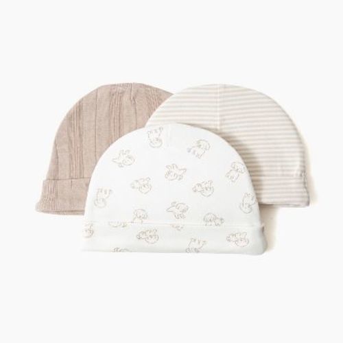 Picolette by Olivia Culpo Baby 3pc Hats - Beige/white 0-3M