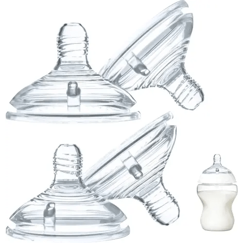 4-Count Silicone Bottle Nipples for Tommee Tippee Natural Start Anti-Colic Bottles & Advanced Anti-Colic Bottles & Closer to Nature Bottles, Breast-Like, Anti-Colic Valve, Fast Flow, 6m+