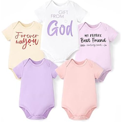 PATPAT Baby Bodysuits Supersoft Bamboo Viscose - Short Sleeve Boys and Girls - Newborn Infant Unisex Clothes Pack