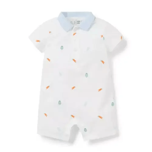 Baby White Bunny Baby Bunny Collared Pique Romper by Janie and Jack
