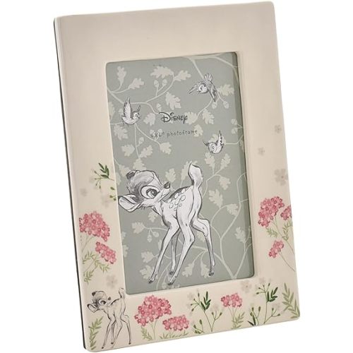 Happy Homewares Forest Friends Bambi Floral Ceramic Frame - 4" x 6" - Perfect for Any Fan - Officially Licensed