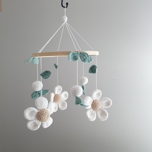 Boho Flower Mobile, Daisy Nursery Mobile, Flower Baby Mobile, Daisy Mobile For Nursery, Modern Baby Mobile, Baby Girl Nursery Mobile