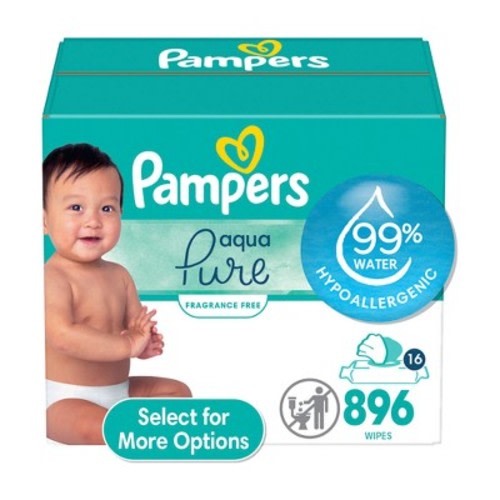Pampers Aqua Pure Sensitive Baby Wipes (Select Count)