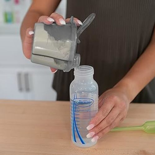 Dr. Brown's Baby Formula Dispenser with Snap-On Lid for On-the-Go Feedings, Milk Powder Dispenser for Traveling with Infant, Gray