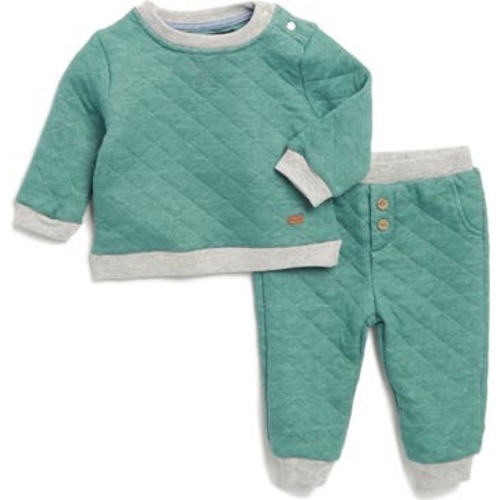 Contrast Rib Soft Quilt Sweatshirt & Pants Set
