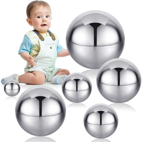 Shappy 6 Pcs Sensory Reflective Balls Stainless Steel Gazing Mirror Balls for Back to School Color Image Reflection Bedroom Ornaments (1.5,2.5,3,3.9,4.7,5.9 Inch)