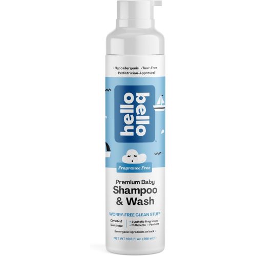 Hello Bello Shampoo & Body Wash - Gentle Hypoallergenic Tear-Free Formula for Babies and Kids - Vegan and Cruelty-Free - Fragrance Free - 10 fl oz, Packaging may vary