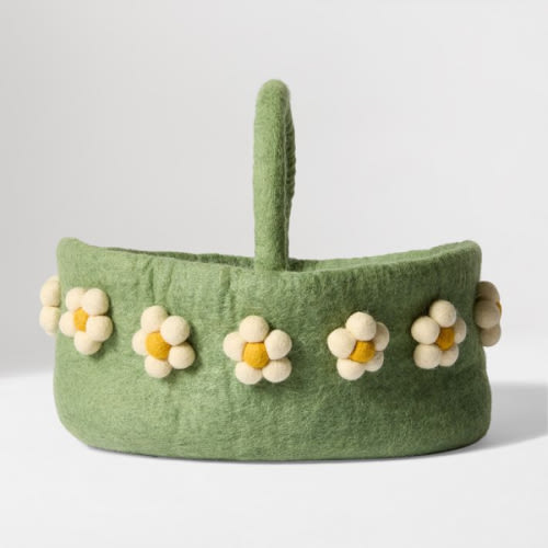 Handcrafted Felt Daisy Diaper Caddy