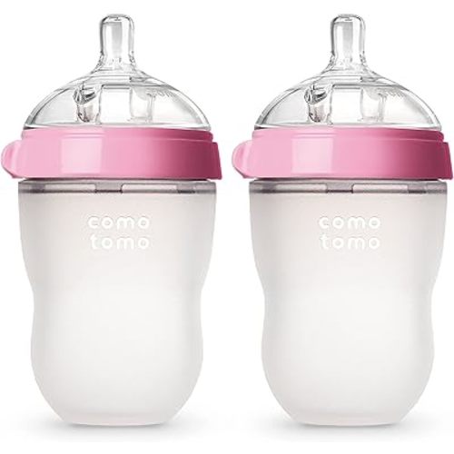 Comotomo Baby Bottle, Pink, 8 Ounce (2 Count)