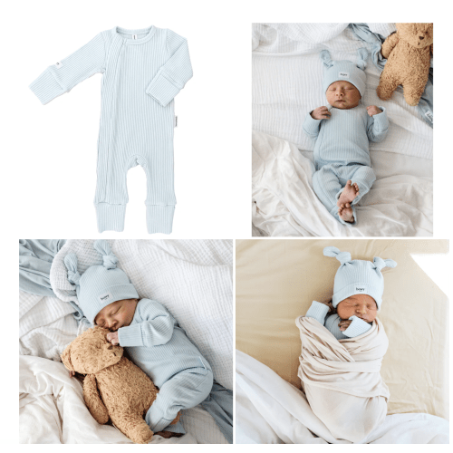 Baby Onesie and Matching Hat - Powder Blue