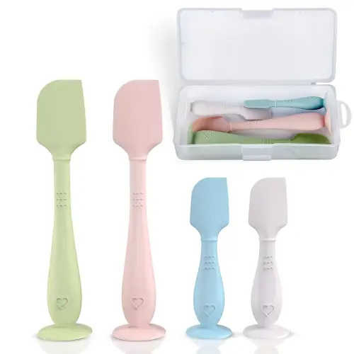 4-Pack Diaper Cream Spatula with Travel Box, Soft Baby Butt Spatula – Silicone Butt Paste Spatula, Convenient Diaper Spatula & Skin-Friendly Baby Butt Spatula