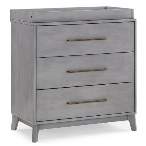 Delta Children Spencer 3 Drawer Dresser with Changing Topper, Color: Steel Gray