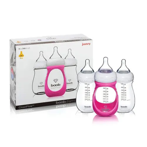 JOOVY Boob Diamond 8 Ounce 3 Piece with Pink Sleeve, 1.44 Pounds