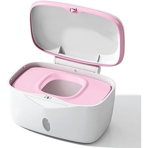 Wipes Dispenser with Weighted Plate, X2 PRO, Seposeve Perfect Pull Baby Wipe Holder, Refillable Wipe Container, Keeps Wipes Fresh, One-Handed Operation. Non-Slip, Easy Open/Close Wipes Case, Pink