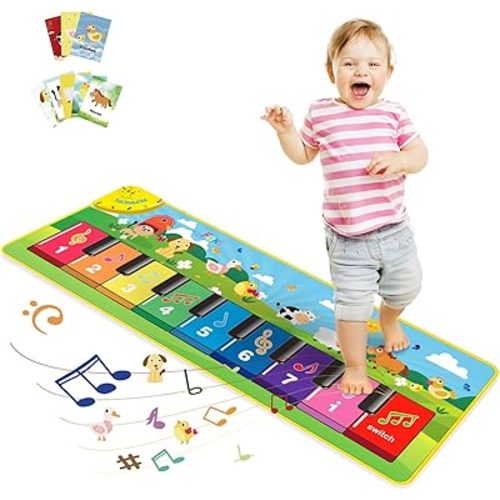 FOKI Floor Piano Mat for Toddlers, Baby Kid Sensory Educational Dancing Keyboard Carpet Animal Sounds Blanket Touch Playmat Musical Mats Birthday Toddler Toys for 1 2 3 4 5 Year Old Boy Girl Gifts