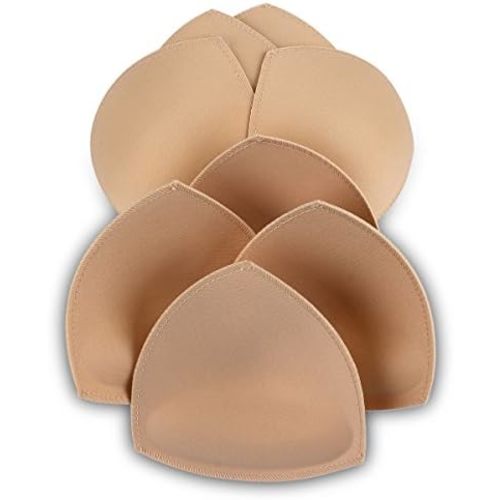 SERMICLE Bra Pad Inserts 4 Pairs, Bra Pads Sewn Padded for Sports Bra A/B or C/D,D/E Cup Beige or Black, White Optional