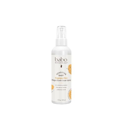 Babo Botanicals Sensitive Baby Fragrance-Free Diaper Rash Cream Spray - No touch, mess-free application - 14.9% Zinc Oxide - Shea Butter, Olive Oil & Aloe Vera - For Babies – 3fl.oz.