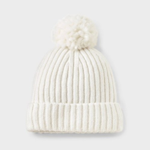 Toddler Girls' Beanies - Cat & Jack™ Cream, Size: 12-24M