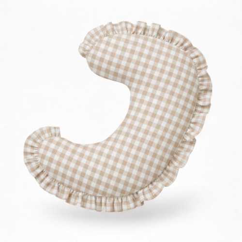 Beige Gingham Ruffle Nursing Pillow Cover Breastfeeding Pillow Cover for Baby Boys and Girls Baby Shower Gift Neutral Baby Pillow UShape
