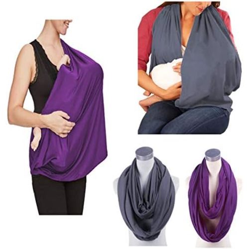 JTSN 2 Pack Nursing Cover - Breastfeeding Cover ups Infinity Scarf, Lightweight Soft Breathable