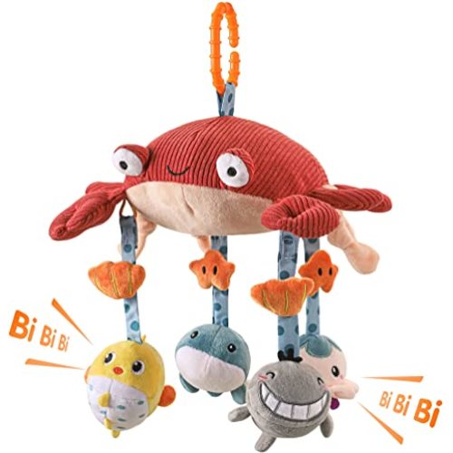 TUMAMA Baby Toys for 0 3 6 9 to 12 Months, Activity Plush Animal Stroller and Hanging Toy for Baby Car Seat Crib Travel, Sensory Learning Toy