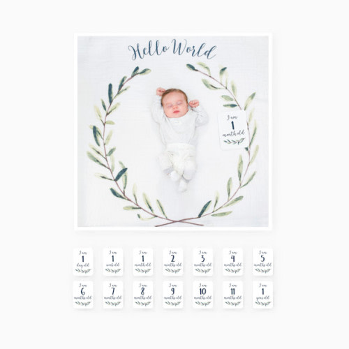 Lulujo Blanket and Milestone Cards - Hello World