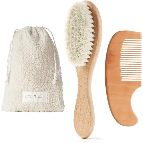 MYZI Baby Hair Brush Set – Baby Brush and Comb Set Newborn, Baby Comb and Brush Set Boy and Girl, Newborn Hair Brush and Newborn Comb - Baby Gift Set