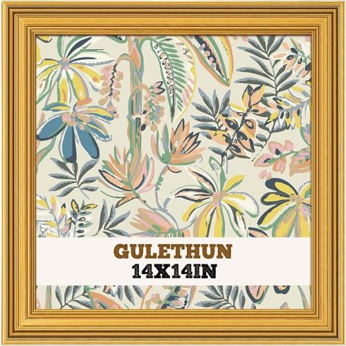 GULETHUN 14x14 Frame, Transitional Modern Design Picture Frames, 14 by 14 Rustic Poster Frame for Home Decor, Gold Vintage Photo Frame, Horizontal or Vertical Display, Choose Size & Color