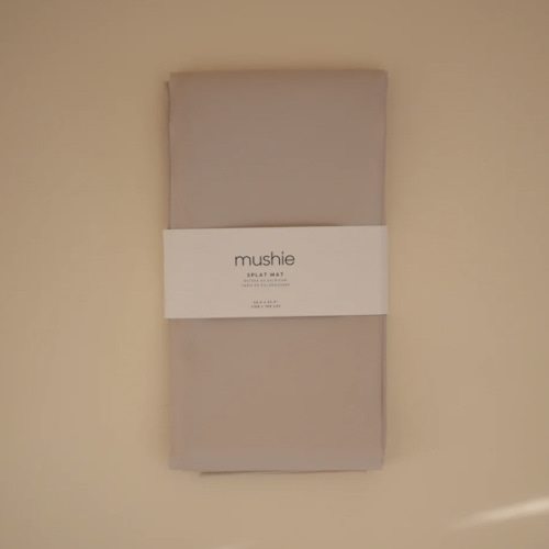 mushie Baby Splat Mat 42.5x42.5 Inch (Fog) | Water Resistant for Under High Chair and Infant Play