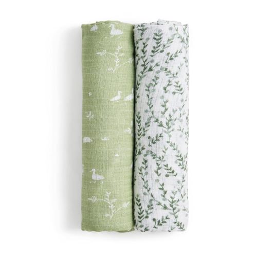 aden + anais Essentials Silky Soft Bamboo Muslin Swaddle, Breathable Baby Blanket, Ideal for Boys, Girls, Newborns, Babies & Infants, Receiving Blanket, Lightweight Wrap, 2 Pack, Nature Friends